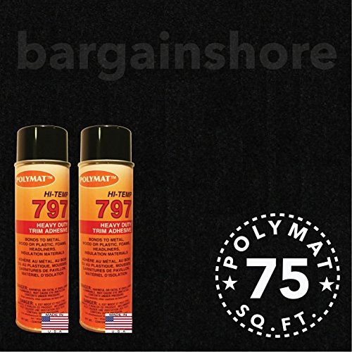 20FT X 3.75FT +2 797 Glue Polymat Vehicle Headliner S25 Roll BLACK Carpet Liner