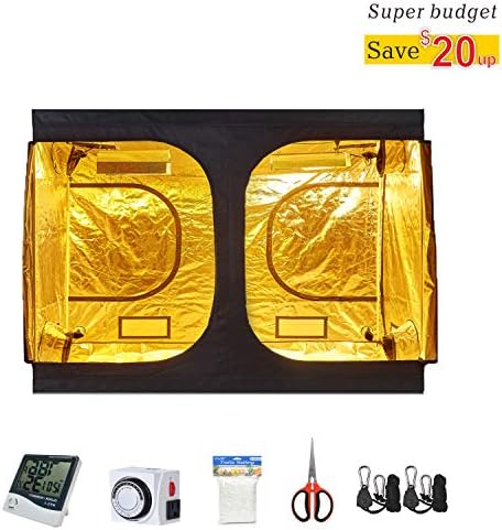 Oppolite Hydroponic 120"X60"X80" Indoor Grow Tent Kit W/Analog Timer+Humidity Monitor+Bonsai Shear+5'X15' Net Treill+Rope Ratchet for Indoor Plant Growing (120"X60"X80")