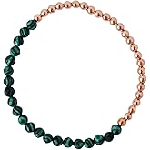 The Blue Yogi Solid Copper stretchy Bracelet with Natural Crystals/Gemstones Healing and Protection Bracelet | Elastic Stretchy Jewelry with Crystal Beads for Women and girls