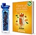 Hydracy Fruit Infuser Water Bottle - 25 Oz Sports Bottle with Full Length Infusion Rod and Insulating Sleeve Combo Set + 27 Fruit Infused Water Recipes eBook Gift - Azure Blue