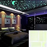 Outgeek Glow in the Dark Stars Wall Stickers, 480 Adhesive Stars and Moons Dots Ceiling Wall Decals for Kids Bedding Room Birthday Gifts Home Decor