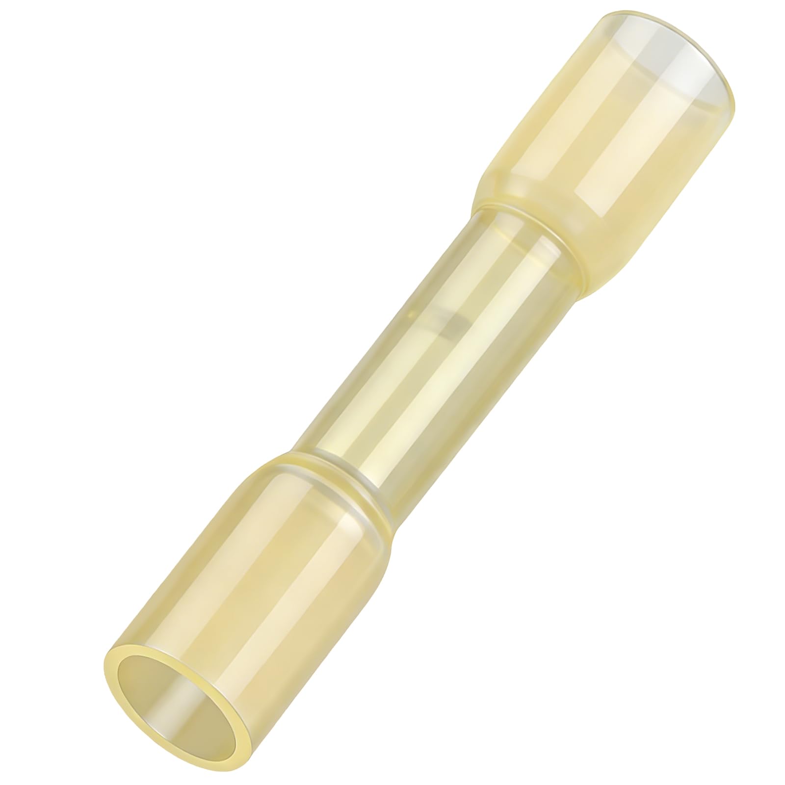 Heschen Butt Splice Connector Heat Shrinkable Insulated, BHT0.5, 0.12-0.2mm² (26-24 AWG), Electrical Cable Crimp Tube Sleeving Wrap, Yellow, 100 Pack