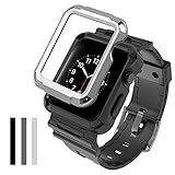 Simpeak Case with Band for Apple Watch 3, [3 Packs Cover] Flexible Protective Case Cover with One Black Strap Bands for 42mm Apple Watch Series 1/2/3, Sport, Edition, Black/Grey/Silver