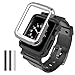 Simpeak Apple Watch Case with Band, [3 Packs Cover] Flexible Protective Case Cover with One Black Strap Bands for 42mm Apple Watch Series 1/2/3, Sport, Edition, Black/Grey/Silver