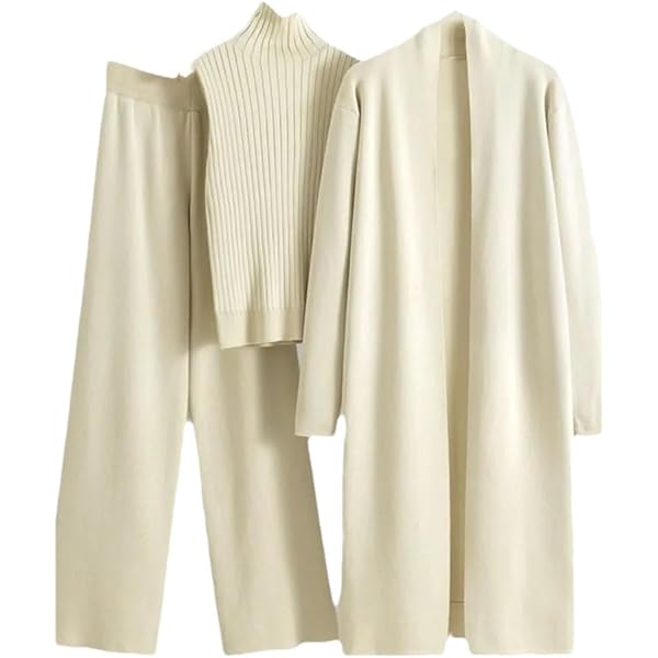 トップス LONG SLLEVE LOUNGE CARDIGAN 3 Amazon.com: HGps8w Women's 3 Piece Outfits Knit Matching