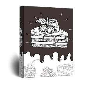 Canvas Wall Art - Cupcake Concept Hand Drawn Art - Giclee Print Gallery Wrap Modern Home Art Ready to Hang - 12x18 inches