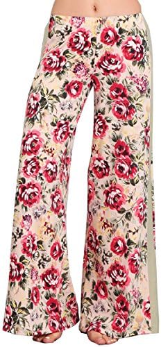 HEYHUN Womens Casual Tie Dye Solid Wide Leg Bottom Boho Hippie Lounge Palazzo Pants S-3XL