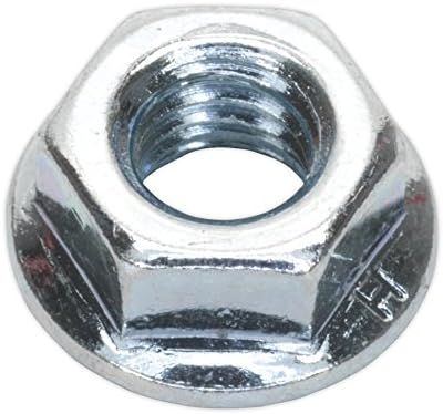Sealey FN8 Flange Nut Serrated M8 Zinc DIN 6923 Pack of 100, Silver