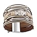 Jeilwiy Leather Wrap Bracelet Braided Cuff Bangle Tube Bracelet Charm Beads Boho Jewelry for Women, Lady, Wife, Teens Girl