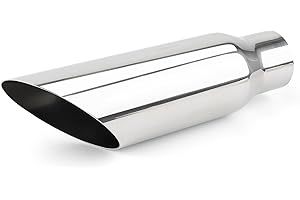 RP Remarkable Power, 2.5" Inlet - 3.5" Outlet 12" Long Stainless Steel Angle Cut 45 degree Exhaust Tip EXT05