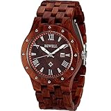 Wonbee Handmade Wooden Watches for Men 100% Natural Red Sandal Wood Men's Wristwatch With Date Create Gift for Men