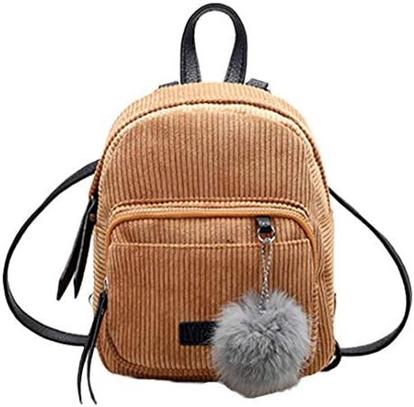 Lolittas Small Mini Fashion Backpack School Bag for Women Girls,Furry Smart Lightweight Shoulder Crossbody Sling Slim Strap Student (Khaki)