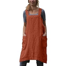 YESDOOD Cotton Linen Apron Cross Back Apron for