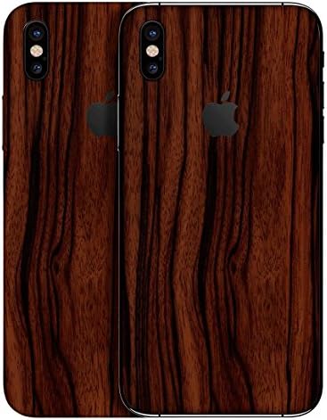 Premium Textured Vinyl Decal Skin Sticker Wrap Cover Body Easy-to-Apply Compatible with iPhone X, iPhone X Plus by YoungMobileSkin (Wood Ebony, iPhone X/iPhone 10)