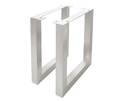 DELIFE Tischgestell Edelstahl gebürstet breit 7,5x7,5 cm Tischbeine Gestell (2er Set)