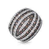 Bling Jewelry Coffee CZ Banded Dome Cocktail Ring Rhodium Plated