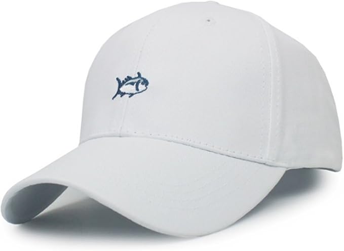 Amazon 帽子 キャップ レディース メンズ 全3色 魚 マーク ワンポイント かわいい ネタ ベースボールキャップ ホワイト キャップ 通販