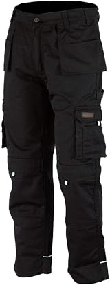 WrightFits Men Pro-11 Work Trousers Black Heavy Duty Cargo Pants 30W-31L view 1