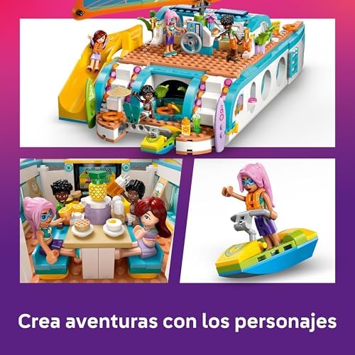 Friends Aventura en el Barco de Viaje - Barco de Juguete con Vela - 4 Mini Muñecos, 2 Figuras de Delfines y Accesorios Inc. Motos de Agua - Regalo de Cumpleaños para Niñas de 8+ Años 42664