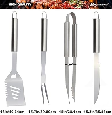 ROMANTICIST 20pc Heavy Duty BBQ Grill Tool Set with Bonus Cooler Bag for Men Dad in Gift Box - Outdoor Camping Barbecue Grilling Tool Accessories
