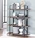 O&K FURNITURE 4-Shelf Vintage Industrial Bookcase, Display Rack Stand Storage Shelving Unit, Gray-Brown