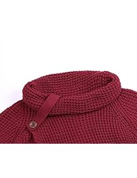 Itsmode Chunky Turtle Cuello de vaca para mujer con dobladillo asimétrico con detalles de botones