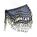 Women Chiffon Dangling Gold Coins Belly Dance Hip Skirt Scarf Wrap Belt (Gold Coin, Black)