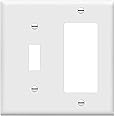Enerlites 881131-W Decorator/Toggle Switch Wall Plate Combination, 2-Gang, White, Standard Size, Unbreakable Polycarbonate, R