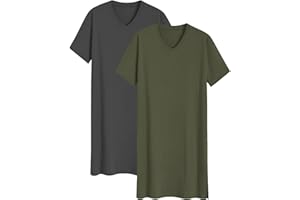 Latuza Men's 2 Pack Nightshirt Cotton Sleep Shirt Nightgown