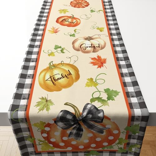 OHOME Thanksgiving Decorations - Thanksgiving Table Runner | Thanks Giving Table Decor Tablecloth | Friendsgiving Party Decorations Centerpieces Supplies Essentials for Room Office Indoor