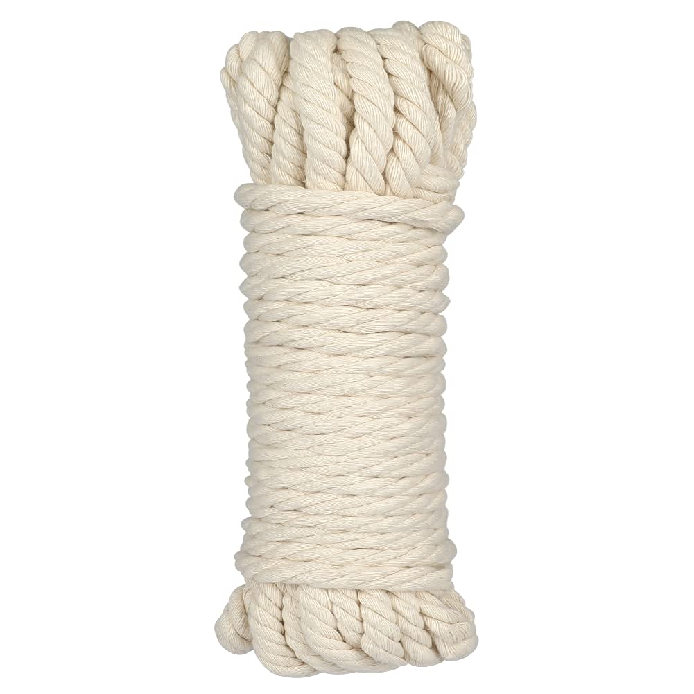 jijAcraft 10MM Thick Cotton Rope, 10M White Noose Soft Rope, Macrame Cord for Wall Hanging, Garden Plant Hanger, Knitting, Home DIY Crafting Decoration