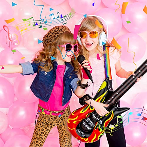 Excefore Inflatable Guitar, Waterproof Flame Inflatable Guitar, Reusable Inflatable Rock Guitar â€‹â€‹for 80s 90s Musical Themed Party, Adults Kids Birthday Party and Photo Booth Props
