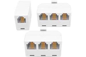 NECABLES 2+1Pack 2pcs 3 Way Phone Jack Splitter RJ11 6P4C 1 Male to 3 Females and 1pc Phone Line Coupler for Landline and Fax