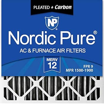 Nordic Pure 20x20x2 MERV 12 Pleated Plus Carbon AC Furnace Air Filters, 3 PACK, 3 Piece