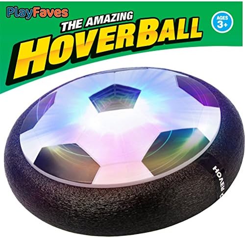 PlayFaves Hover Soccer Ball Size 4 Kids (Boys and Girls) Indoor Training Air Power Disk with Foam Bumpers and LED Lights