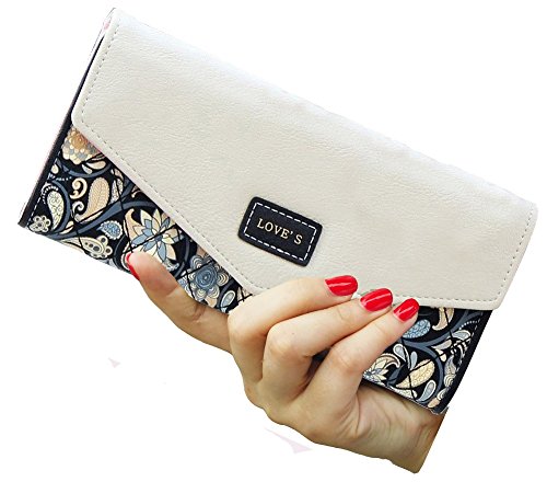 SeptCity Womens Wallet Floral Leather Western Bifold Clutch, 4021-Black