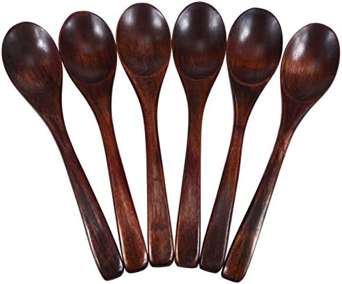 Rypmic 7 3/4'' Wooden Utensil Wood Ladle Soup Spoon - Set of 6