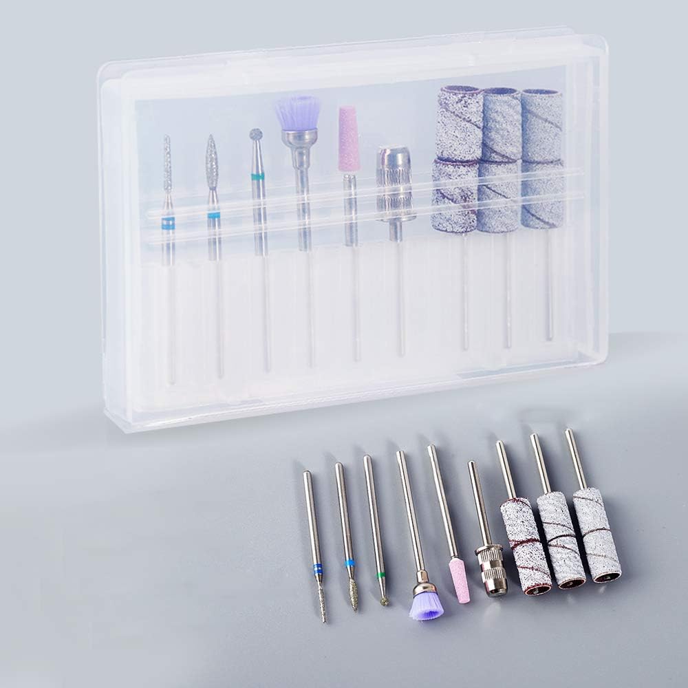 BNG 112PCS Electric Nail File Bits Set Cuticle Clean Nail Cuticles Rotary Diamond Drill Bit Sanding Bands Manicure Pedicure Salon Polishing Tools (Diamond set)