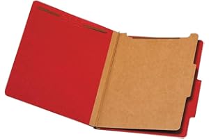 Globe-Weis Colored Classification Folders, 2/5 Cut Tab, 1 Divider, 2-Inch Embedded Fasteners, Letter Size, Bright Red, 10 Fol