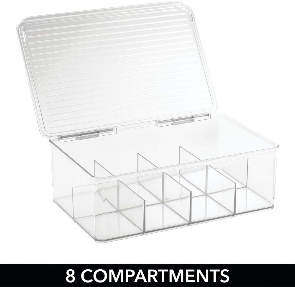 mDesign Plastic First Aid Kit Storage Box for Bathroom, Kitchen, Cabinet, Closet - Organizes Medicine, Ointments, Adhesive Bandages, Dental, Diabetic Supplies - 8 Divided Sections, 2 Pack - Clear: Home & Kitchen