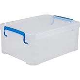 Advantus Super Stacker Snap Lid Storage Box, Clear/Blue (39811)