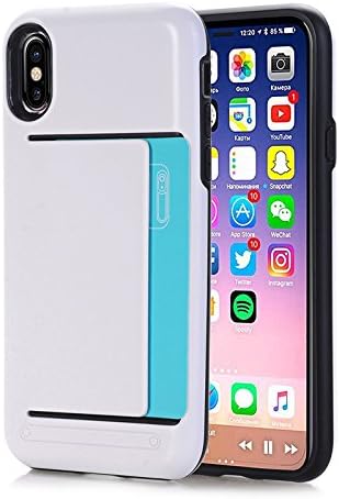 Phocas Minimalist Hard Back Protective Case Wallet, Card-Holder Designed for iPhone X / iPhone 10 (White)