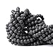 Qiwan Natural String of Jewellery Stones, Round Loose Beads for DIY Jewelry Making, 1 Strand/15 Inches (Black Lava Stone Gemstone, 6mm)