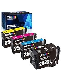 E-Z Tinta (TM) Cartucho de tinta remanufacturado de repuesto para Epson 252XL 252 XL T252 T252XL120 para usar con Workforce WF-7110 WF-7710 WF-7720 WF-3640 WF-3620 (1 negro, 1 cian, 1 magenta, 1 amarillo) 4 unidades