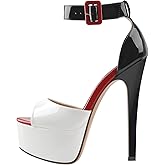 VERISSON Women's Fashion Mary Jane Stiletto Pumps Round Toe Buckle Strappy Platform Court Shoes