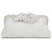 BIG-SALE- Evening Handbags Flower Evening Clutch Pearl Beaded Evening Handbags For Cocktail Wedding (Silver-3007)