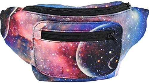 Galaxy Fanny Pack, Space Party Boho Chic Handmade with Hidden Pocket
