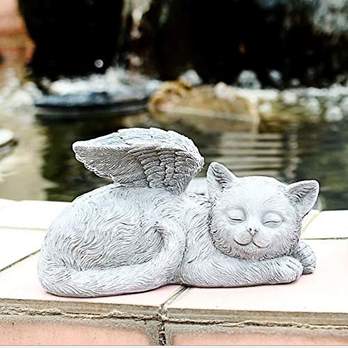 bestheart Sleeping Angel Cat Garden Statuette Outdoor Decoration, Spring Outdoor Garden Art, Terrace, Lawn, Courtyard Art Decoration, Housewarming Garden Gift