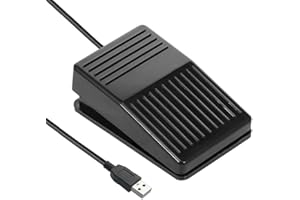 Quiet Optical USB Foot Switch with Stripe Texture, Programmable Silent Single Pedal for Office & Transcription - Plug & Play,
