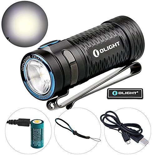 Bundle: Olight S1 Mini CREE XM-L2 LED 600 lumens 3 standard modes and 2 special mode handy flashlight powered by 650 mah customized micro-usb rechargeable RCR123A battery with patch